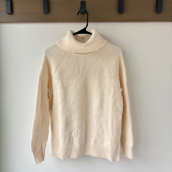 L.L. Bean All-Day Waffle Turtleneck Sweater – Cream – Size Small – New with Tags - Picture 1 of 7
